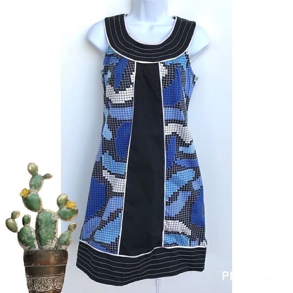 A Byer Geometric Mosaic Pattern Sleeveless Dress size 4 - Picture 1 of 6